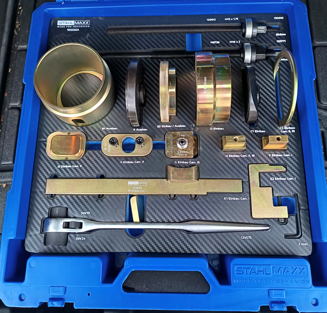 Speziaal gereedschap voor VAG motorsteunlager / subframe, voor aluminium- en stalen frames, generatie I, II, III.