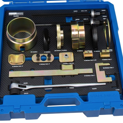 Speziaal gereedschap voor VAG motorsteunlager / subframe, voor aluminium- en stalen frames, generatie I, II, III.